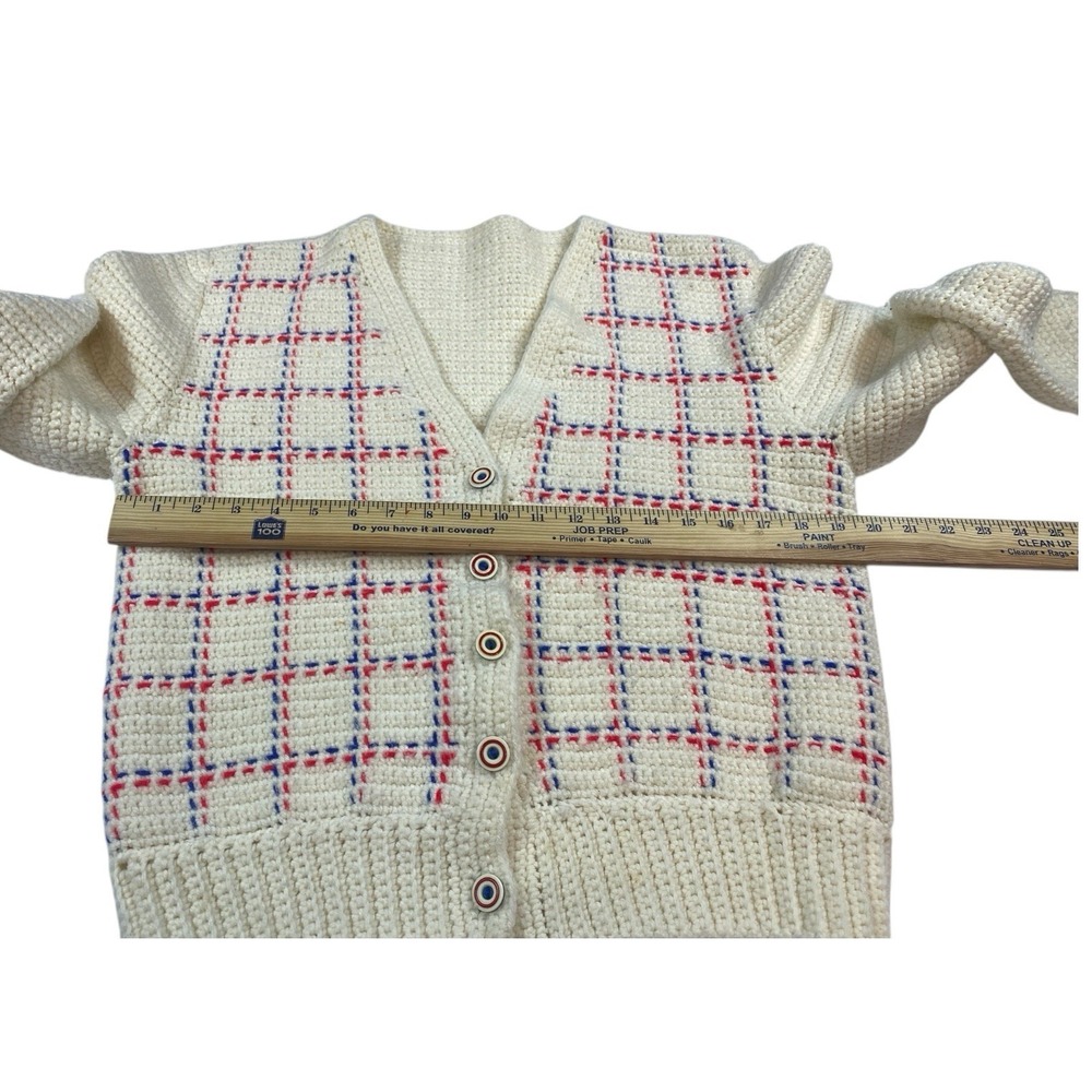 Vintage 3D Cottagecore Grandma Cardigan Sweater Size M Crochet Cable Knit Floral - Picture 7 of 9